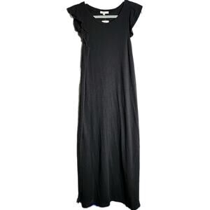 Evereve Z Supply Blakely Ruffle Dress Size S Black Shift Short Ruffle Sleeve NWT